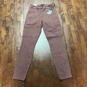 NWT Oat‎ New York Mid-Rise Skinny Ankle Stretch Carpenter Jeans in Wine 25x26